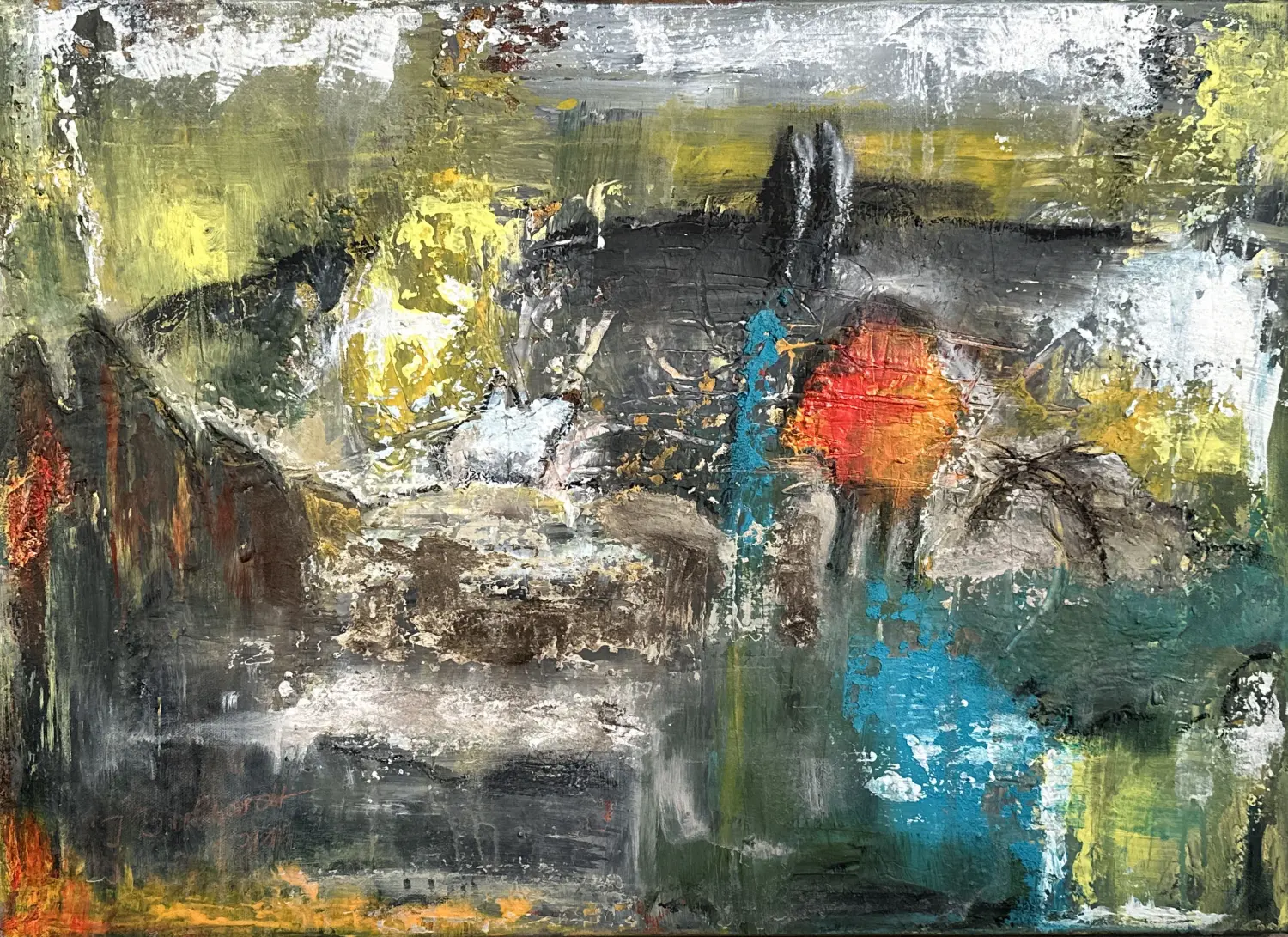 Landschaft Acryl gespachtelt von Ines Burkhardt