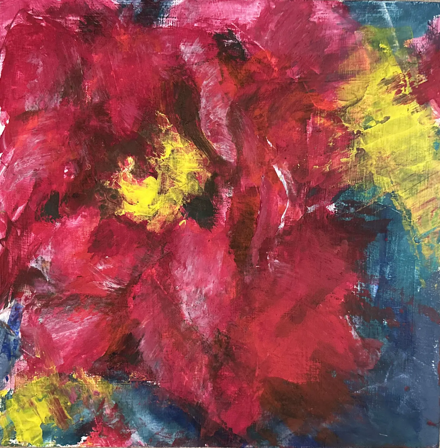 Pfingstrose Acryl Sperrholz von Ines Burkhardt