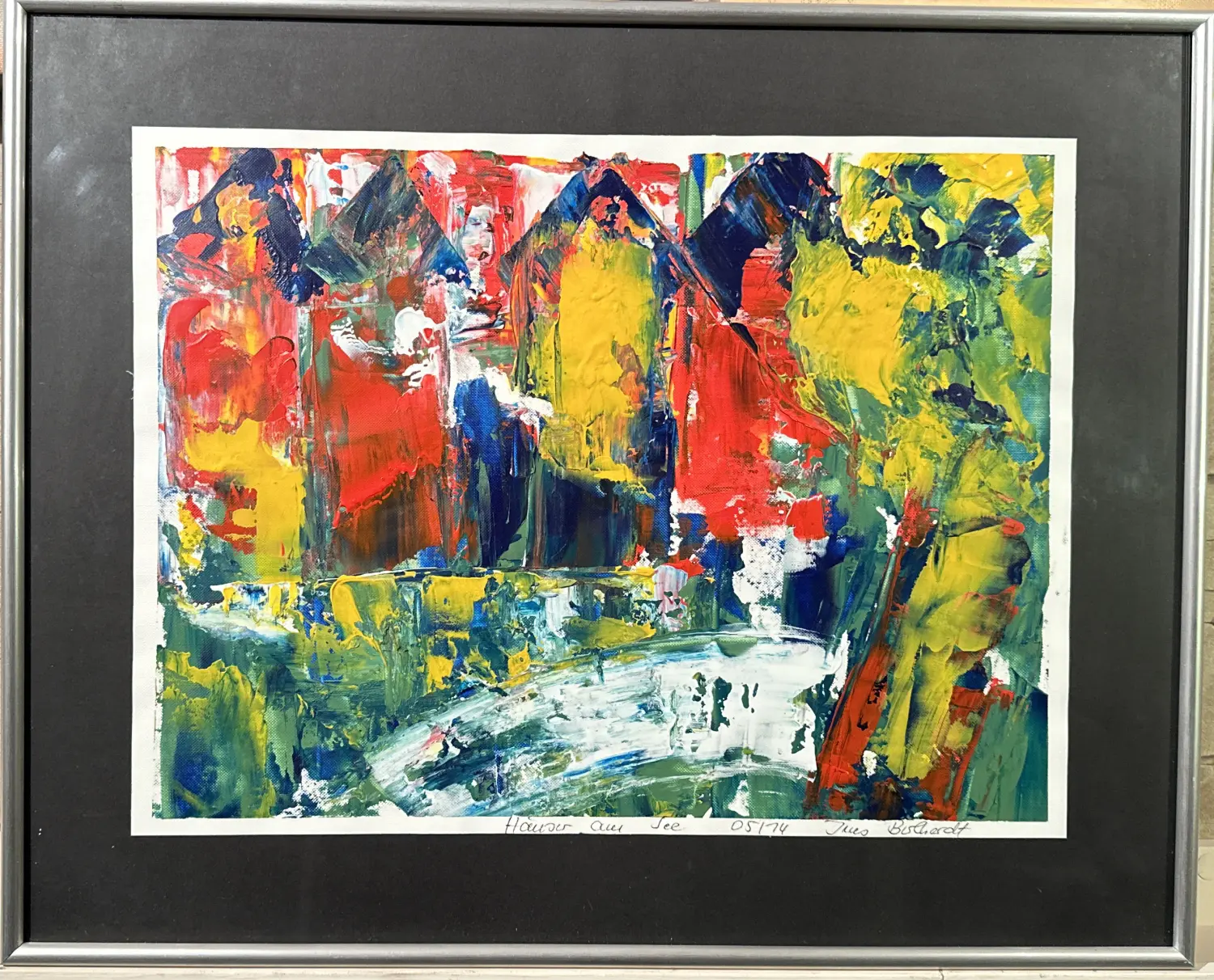 Häuser am See Acryl Kunststoffglas von Ines Burkhardt