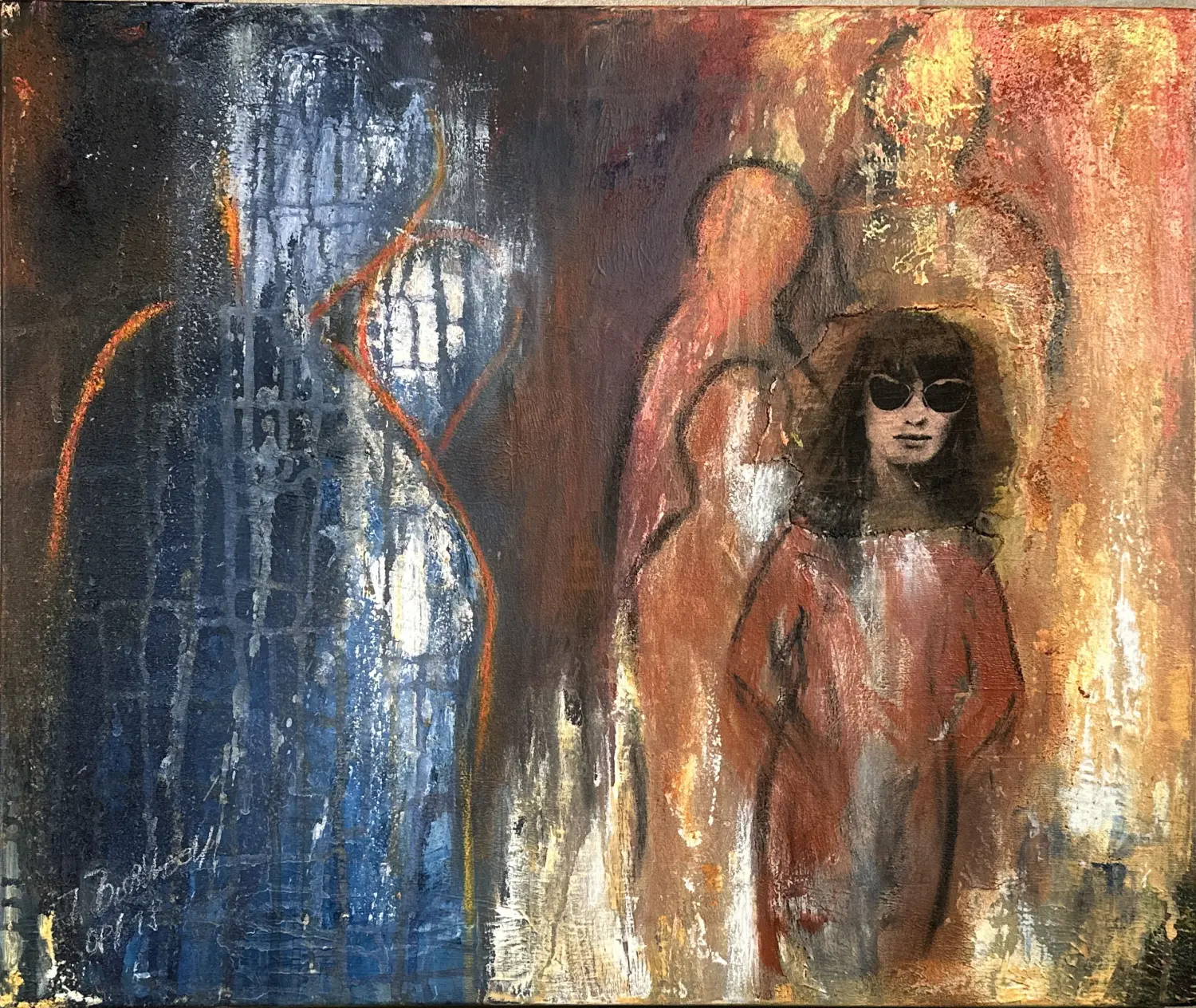 Collage Acryl Ölkreide von Ines Burkhardt