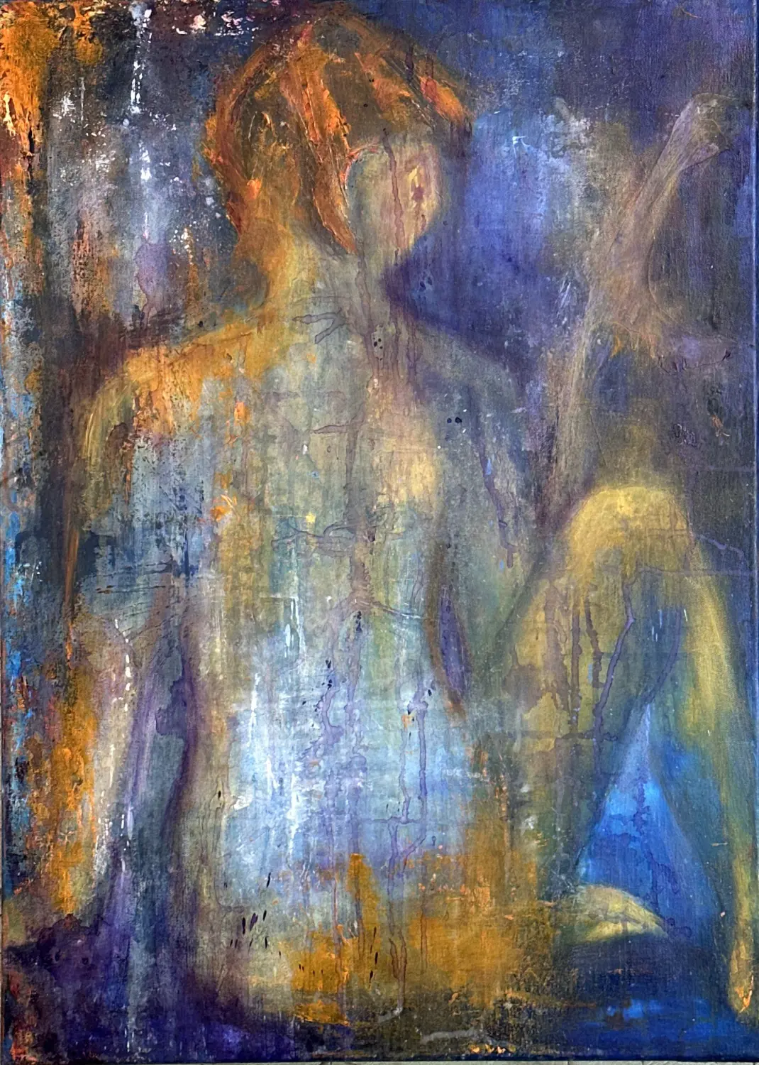 Akt Acryl Papier Glas-Alurahmen + Passp von Ines Burkhardt