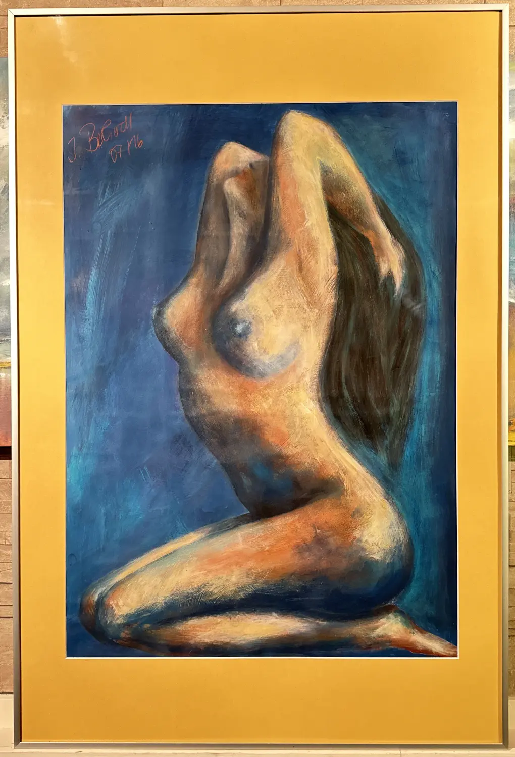 Akt Acryl Papier Glas-Alurahmen + Passp von Ines Burkhardt