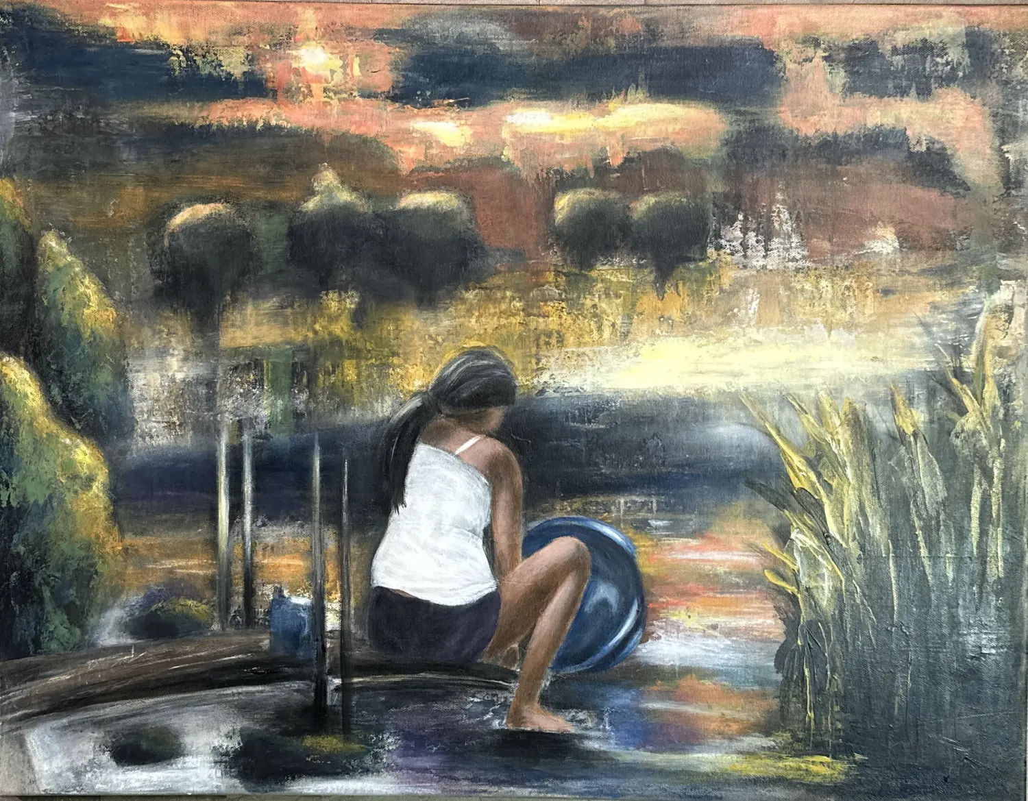 Frau am Wasser- Acryl Frau am Wasser