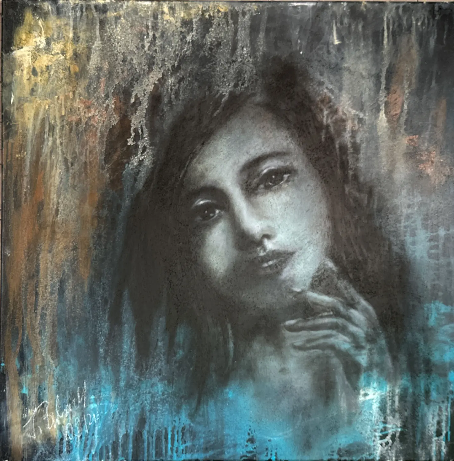 Portrait II Acryl Sand von Ines Burkhardt