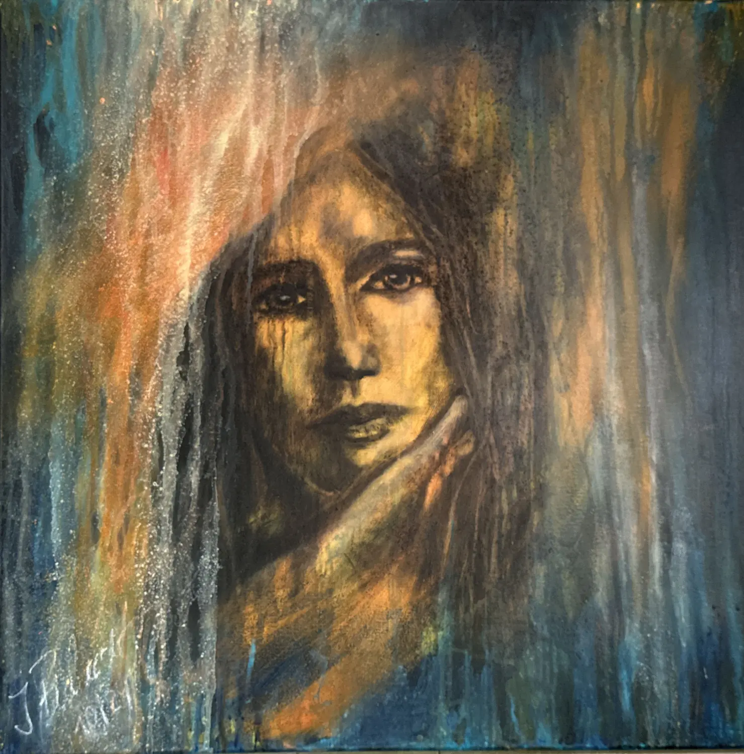 Portrait I Acryl Sand von Ines Burkhardt