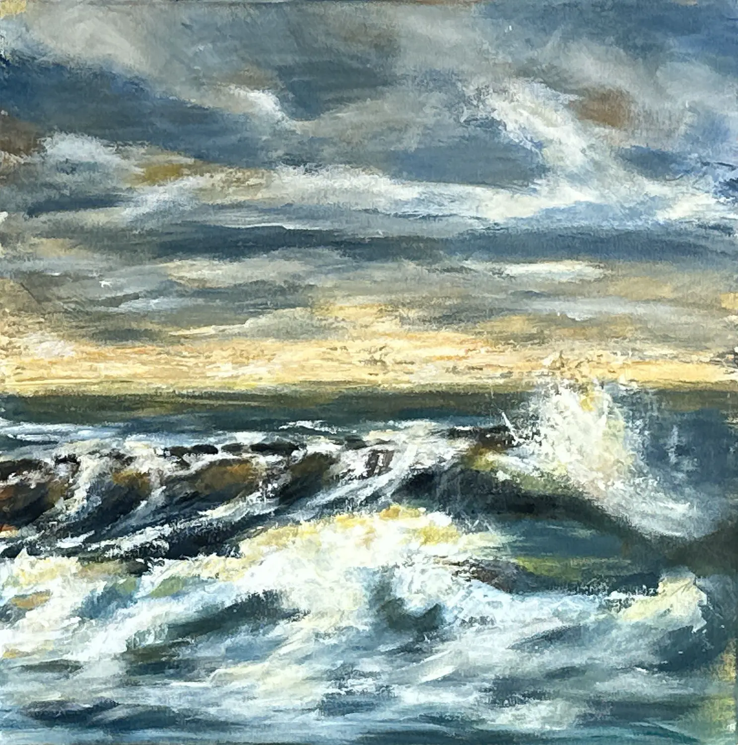 Ostsee Sturm Acryl 50x50 4cm tief